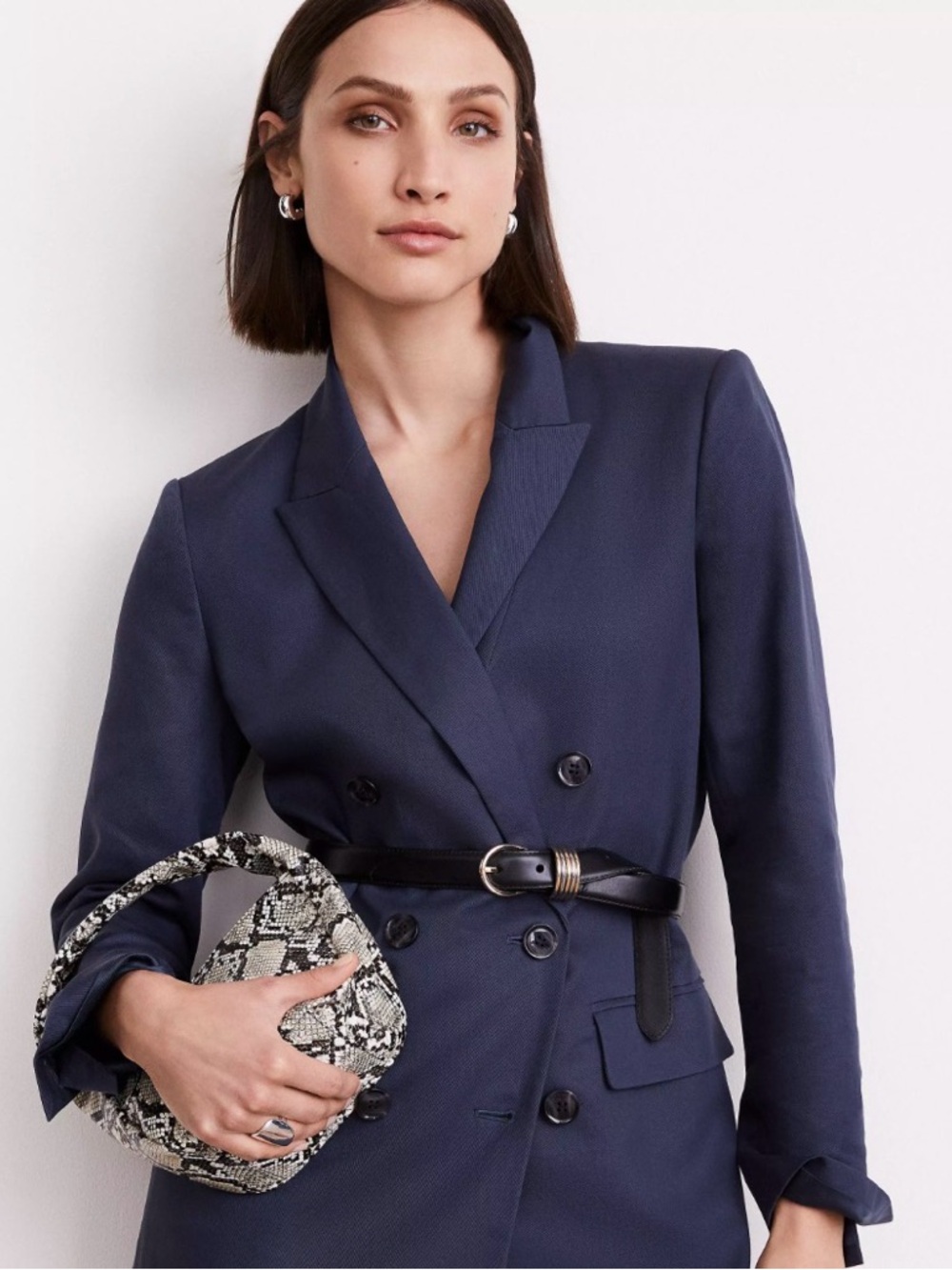 Loft Classic Double-Breasted Navy Blazer